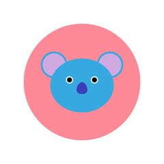 Cartoon mouse kawaii square animal face. Rat portrait, ui or gui graphic design element. Vector illustration.