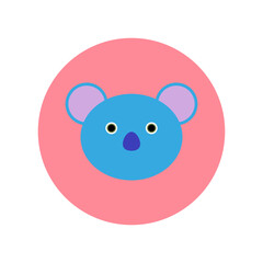 Cartoon mouse kawaii square animal face. Rat portrait, ui or gui graphic design element. Vector illustration.