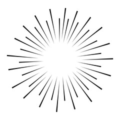 Sun rays hand drawn, linear drawing. Vector illustration.