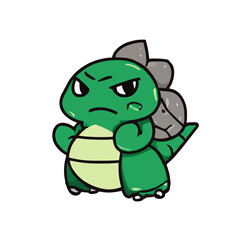 Green kaiju adorable mascot cute icon illustration