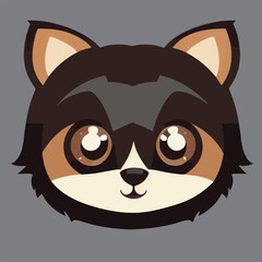 Cute vector illustration or icon of racoon