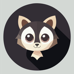 Cute vector illustration or icon of racoon