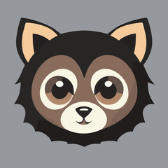 Cute vector illustration or icon of racoon