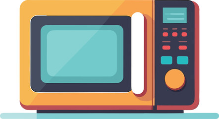 A yellow microwave oven vector illustration.