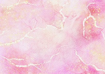 Modern art painting in alcohol ink, Abstract Pink fluid art with gold luxury marble stone texture background
