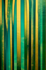 Alternating stripes of emerald and gold, abstract art pattern. AI generative