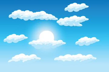 Cloud Background Design, Sky Landscape Illustration, Decoration Vector, Banners And Posters