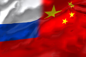 The merger of the flags of two states - China and Russia. A symbol of friendship and cooperation.