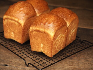 golden brown baked soft white sandwich bread loaf