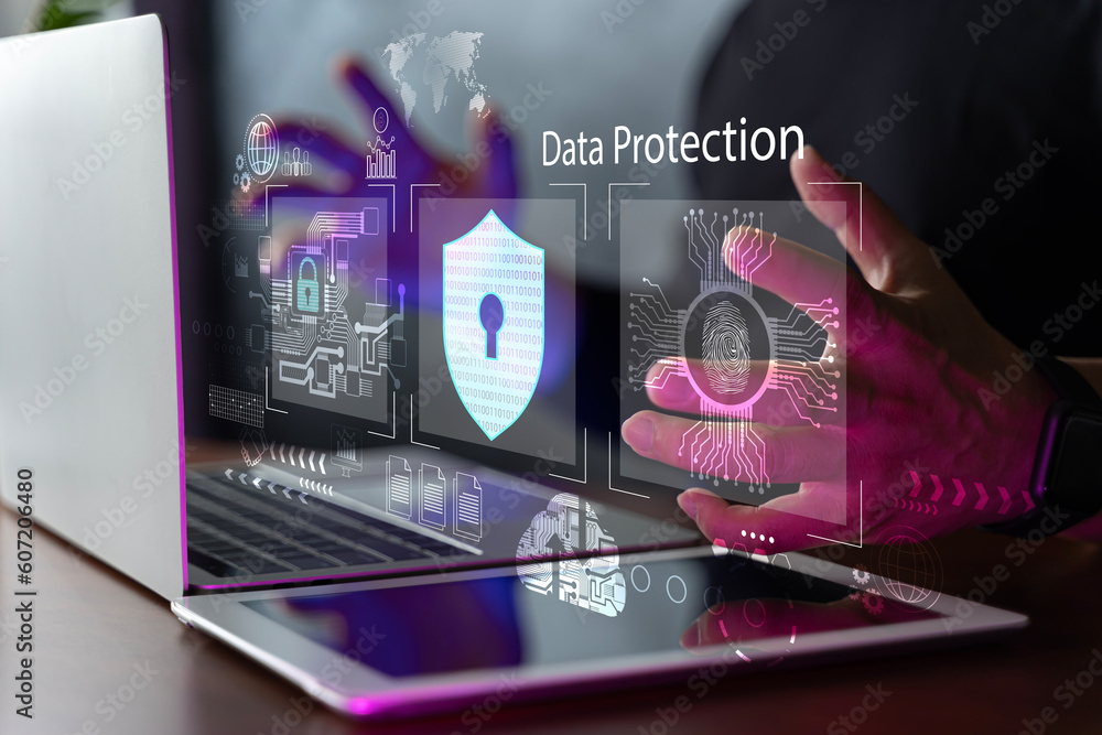 Poster internet technology, cyber security digital crime concept. data protection from hackers. network sec
