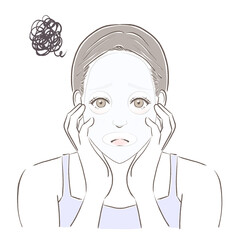 フェイスパックをして悩む女性
