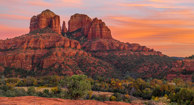 Cathedral Rock in Sedona, Arizona at Dusk