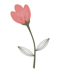 Beautiful red doodle flower PNG illustration.