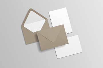 Envelope with card mockup blank