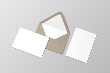 Envelope with card mockup blank