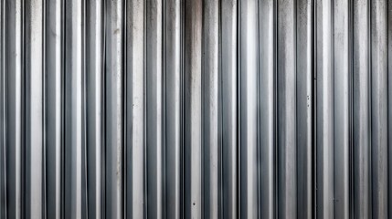 A textured corrugated metal surface texture with vertical lines. Generative AI