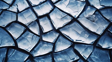 A broken glass surface with cracks and shattered pieces. Generative AI