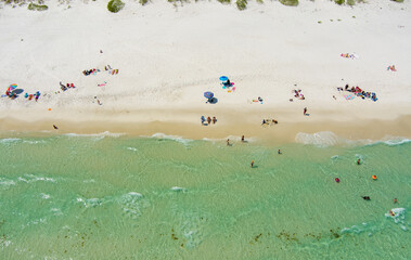 Aerial view of the Opal Beach surf in Pensacola, Florida on Memorial Day Weekend