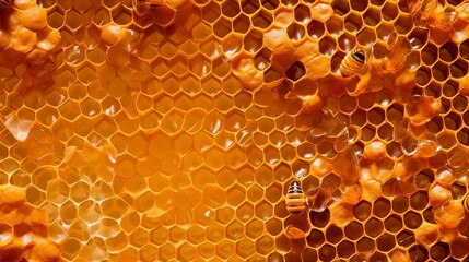 Honeycombs texture detail, a sweet and natural treat. Generative AI