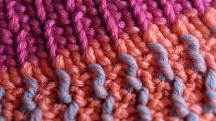 A detailed texture of a knitted blanket. Generative AI