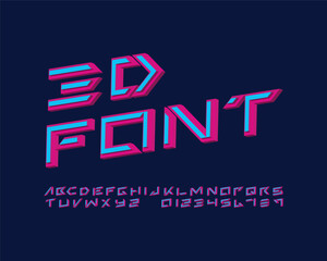 3D Edgy Designer font set in vector format