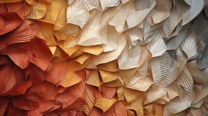 A textured wall made entirely out of folded paper. Generative AI
