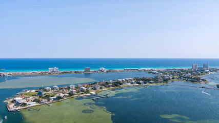 Aerial view of Pensacola Beach on Memorial Day Weekend 2023
