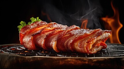 grilled bacon - food photography - made with Generative AI tools