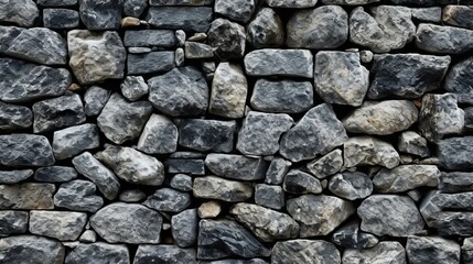 A rustic stone wall made of natural rocks and gravel. Generative AI