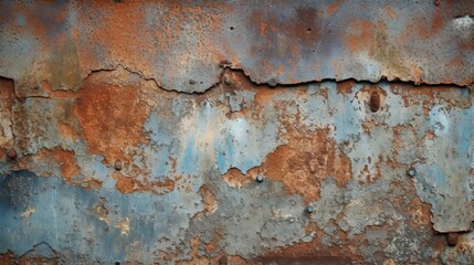Rusted metal surface with peeling paint. Generative AI