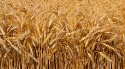 Fototapeta premium A golden field of wheat ready for harvest. Generative AI