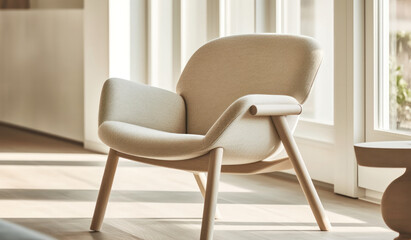 Contemporary chair, Scandinavian design. Generative AI.