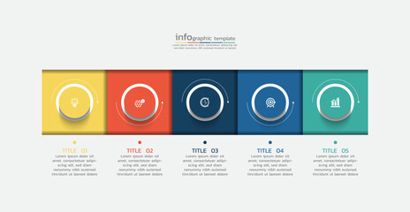 Vector illustration business data visualization process infographic template design with 5 step