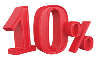 10 Number Percent Red 3d