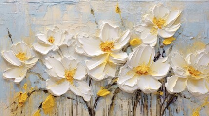 Beautiful textured oil painting of fresh blooming yellow and white flowers

Made with the highest quality generative AI tools