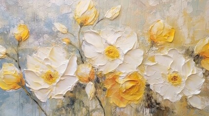 Beautiful textured oil painting of fresh blooming yellow and white flowers

Made with the highest quality generative AI tools