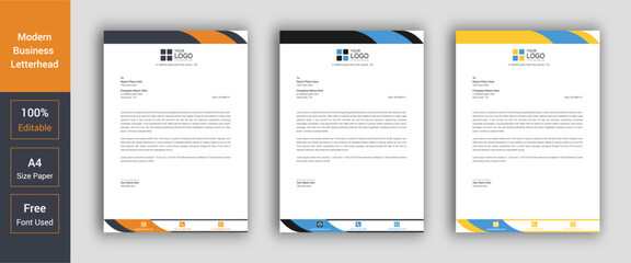 Professional Black, Blue, Red Letterhead Template. Letterhead Design. corporate letterhead
