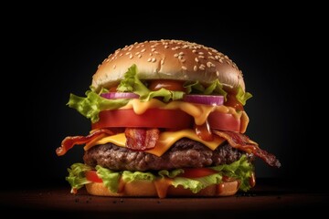 Delicious Juicy Burger Hamburger Cheeseburger Background Image	
