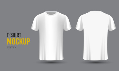 White t-shirt mockup. Front and back views.
Realistic mockup with short sleeves