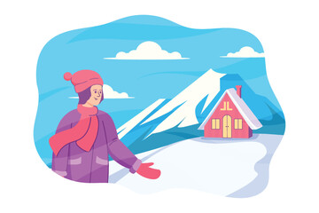 Winter Scene Flat Design Illustration