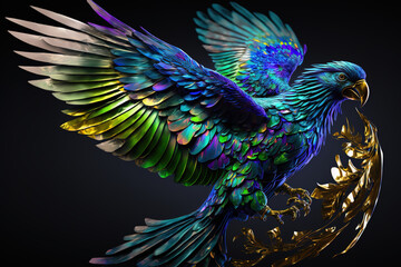 Obraz premium Image of a bird with beautiful bright colors. Birds. Wildlife animals. Illustration, Generative AI.