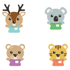 Cute animal design. Hand drawn characters.for design or illustration