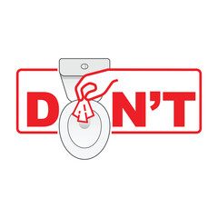 Don’t flush wet wipes down the toilet typographic design. Wet wipes causing plastic pollution and sewer blockages. Vector illustration outline flat design style.