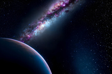 Obraz na płótnie Canvas Abstract illustration of galaxy, planets, stars