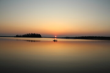 Boating In The Sunset, Elk Island National Park, Alberta