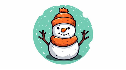 Cute snowman modern illustration holiday design for christmas. Generative AI
