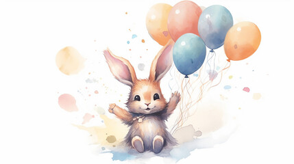 Cute rabbit design element for individual card party. 
