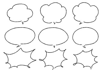 ペンの手書き吹き出しセット　チラシPOP用　黒