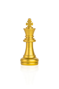 The Golden king chess isolated on white background with clipping path.