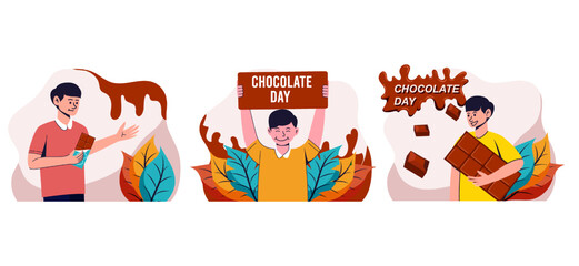 Flat Bundle World Chocolate Day Design Illustration